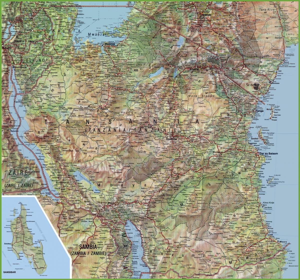 Žemėlapis detalus tanzanija