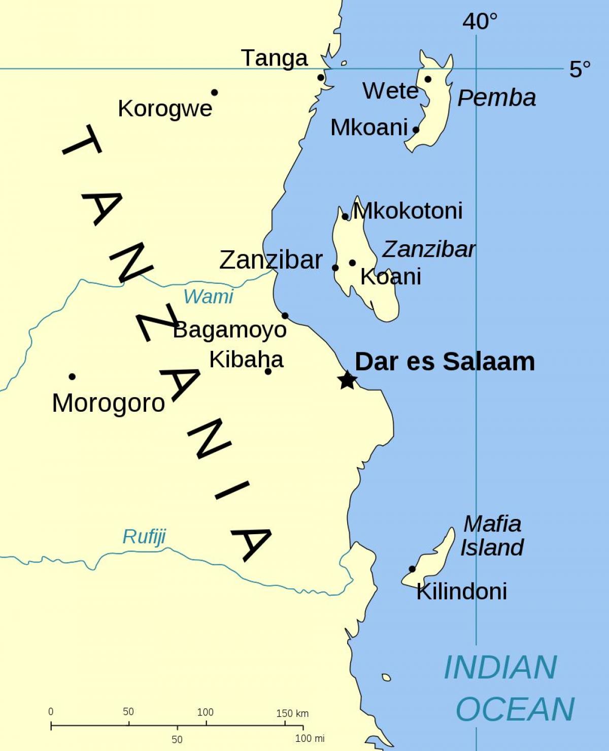 tanzanijoje salos žemėlapis