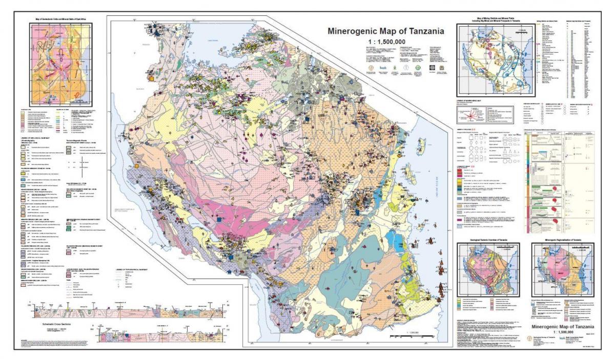 geologijos ir mineralinių žemėlapis tanzanija