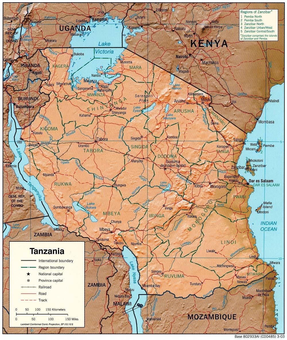 žemėlapis tanzanija rodo istorinių vietų