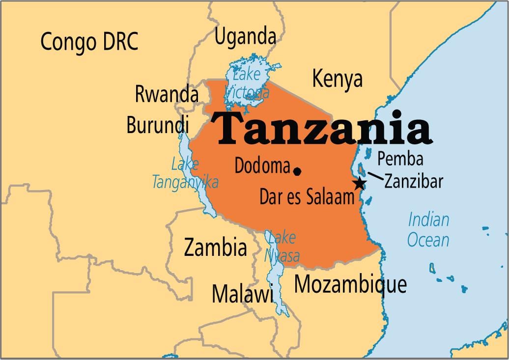 Žemėlapis iš dar es salaam, tanzanija