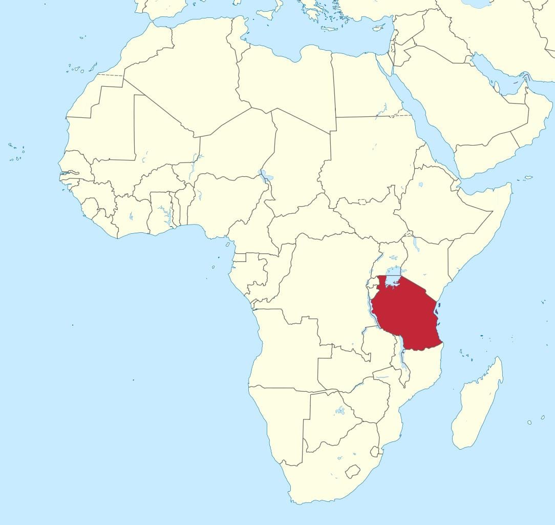 tanzanijoje žemėlapyje afrikos