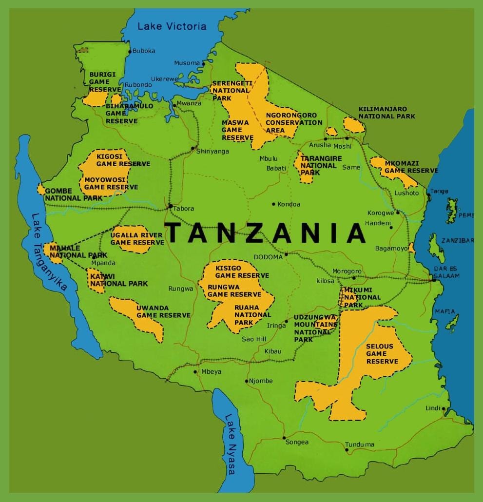 žemėlapis tanzanija