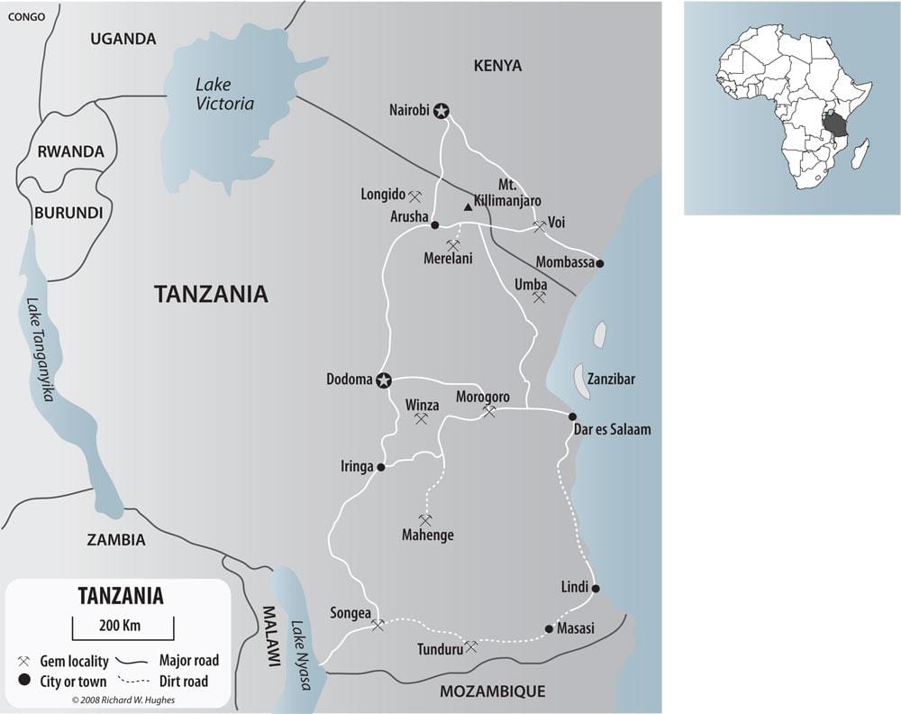 Žemėlapis tanzanija aukso kasyklas