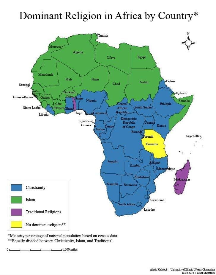 Žemėlapis tanzanija religija