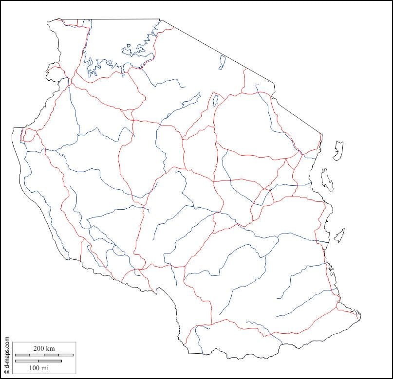 tuščias žemėlapis tanzanija