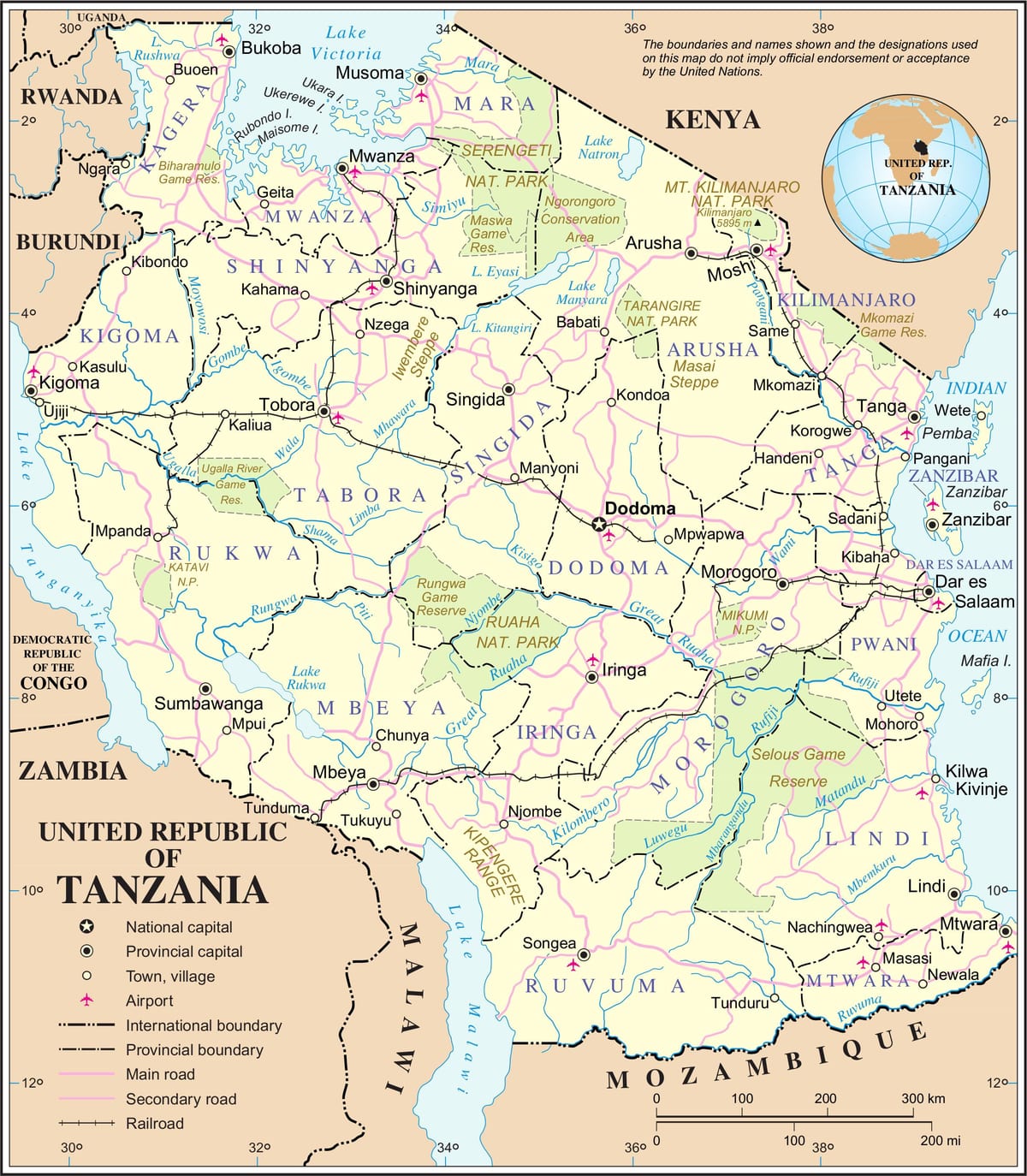 Žemėlapis tanzanija upės