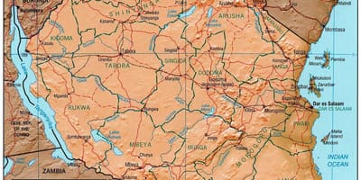 Žemėlapis tanzanija rodo istorinių vietų
