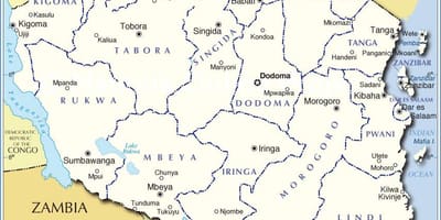 Tanzanijos administracinis žemėlapis