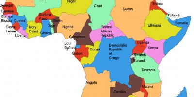 Žemėlapis afrikos rodo tanzanija