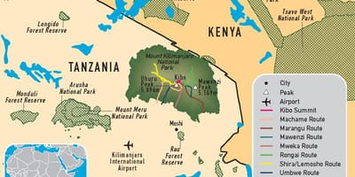 Žemėlapis tanzanija, kilimandžaras