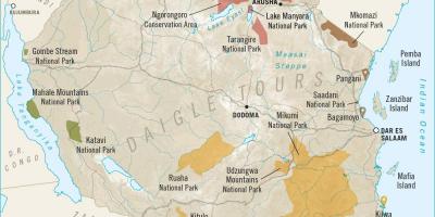 Žemėlapis tanzanija safari 