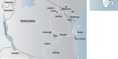 Žemėlapis tanzanija aukso kasyklas
