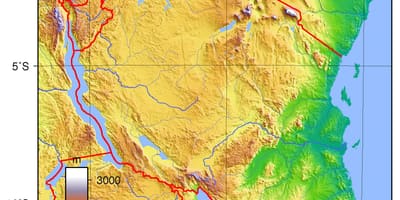 Tanzanijoje topografinis žemėlapis
