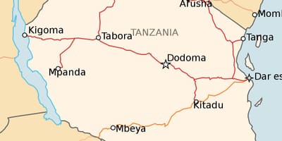 Žemėlapis tanzanija geležinkelio