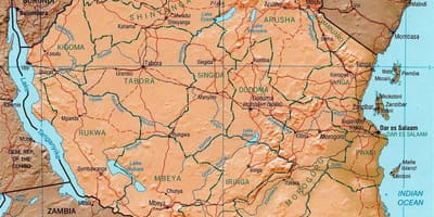 Tanzanijoje geografinis žemėlapis