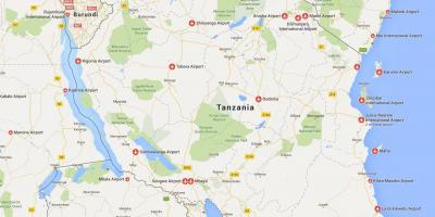Žemėlapis tanzanija oro uostai 