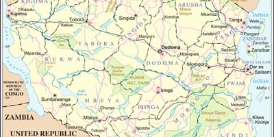 Žemėlapis tanzanija upės