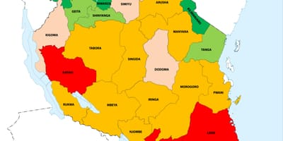Tanzanijos gyventojų tankumo žemėlapis